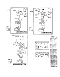 Carburetor Diagram and Parts List for 123K02-0478-E1  Briggs and Stratton Engine